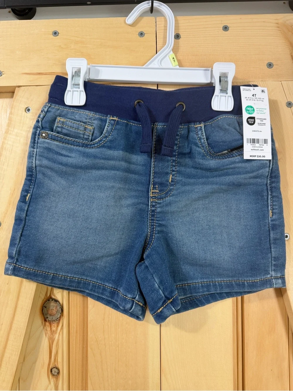 OshKosh B'gosh Blue Denim Shorts with Navy Elastic Waist
